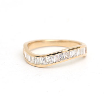 JPRG-3493/8906 Diamond Baguette Chennal Setting Half Wave Ring | 18K