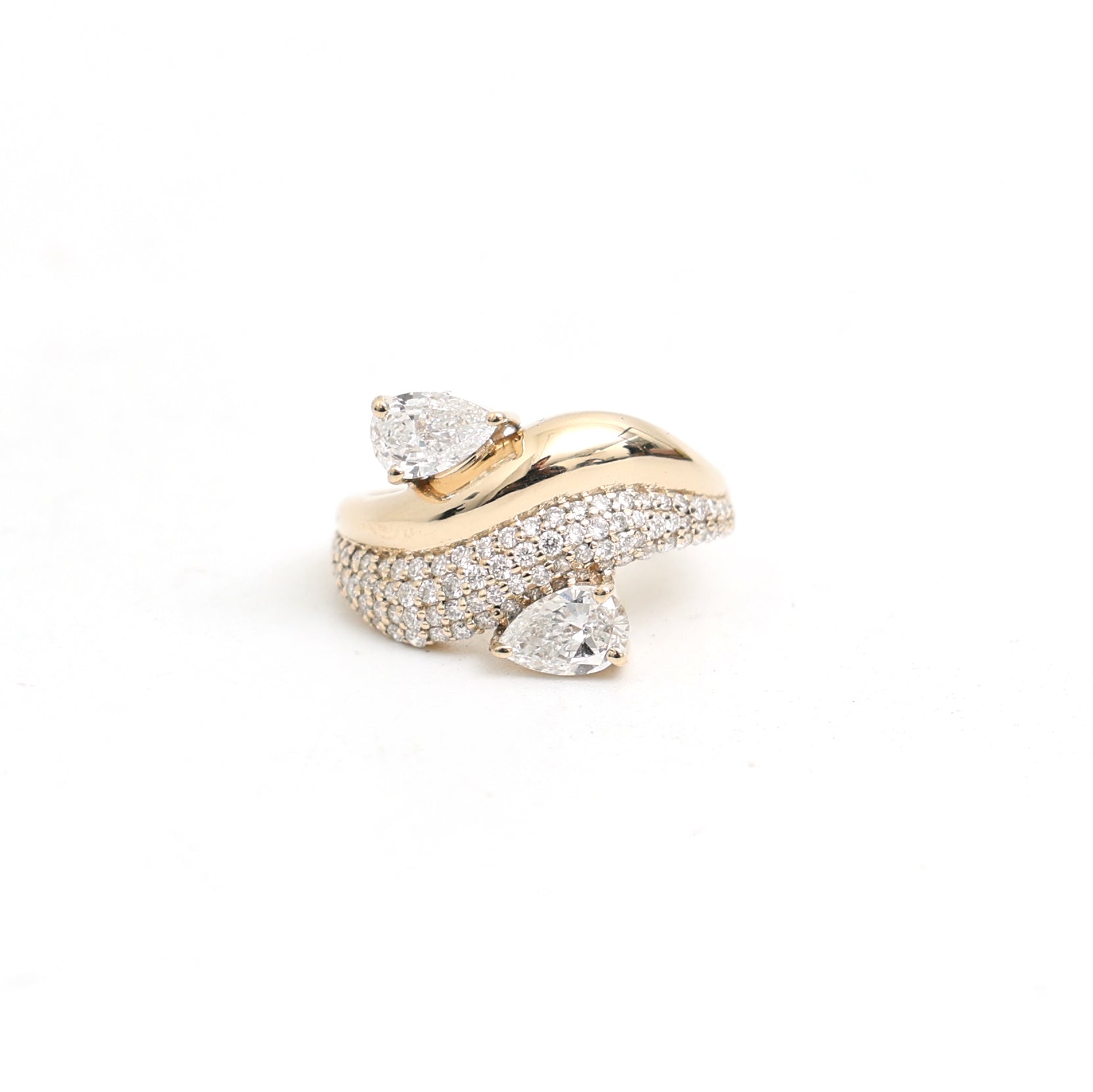 JPRG-3494/8907 Lab Grown Diamond Pear Round Wave Ring | 14K
