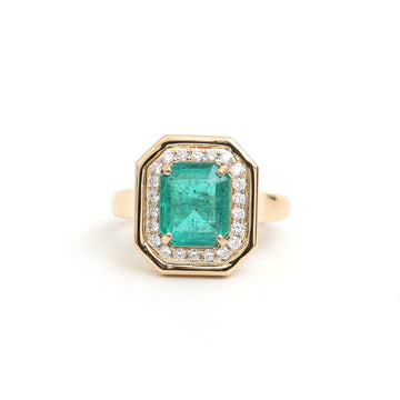 JPRG-3496/8909 Emaerld Octagon With Diamond Ring | 18K