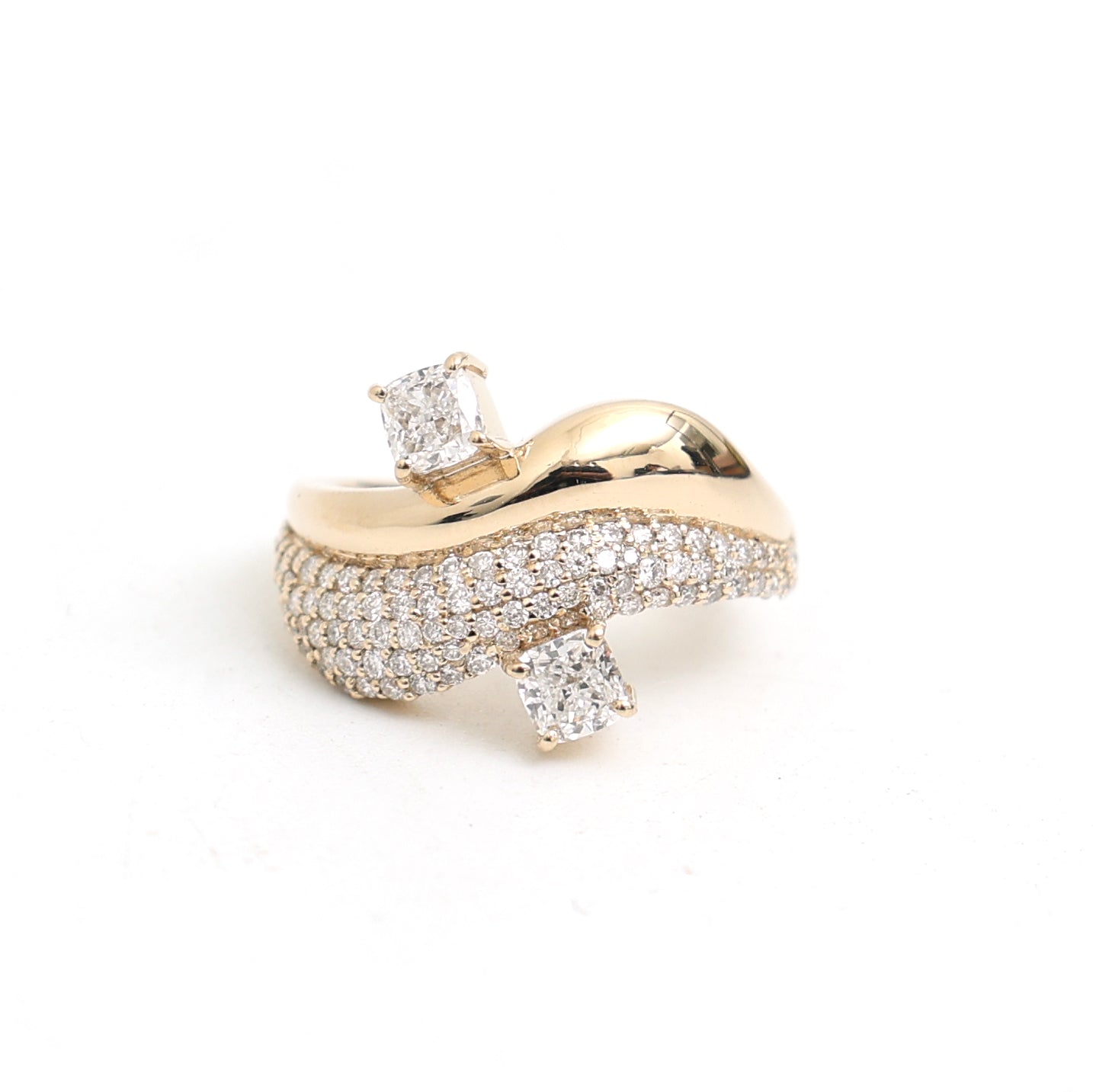 JPRG-3499/8912 Lab Grown Diamond Cushion Round Wave Ring | 14K