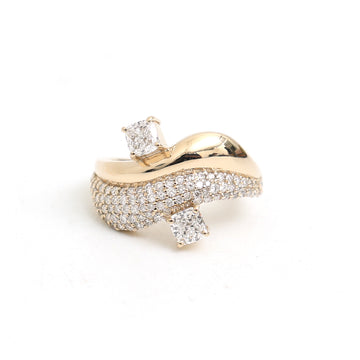 JPRG-3499/8912 Lab Grown Diamond Cushion Round Wave Ring | 14K