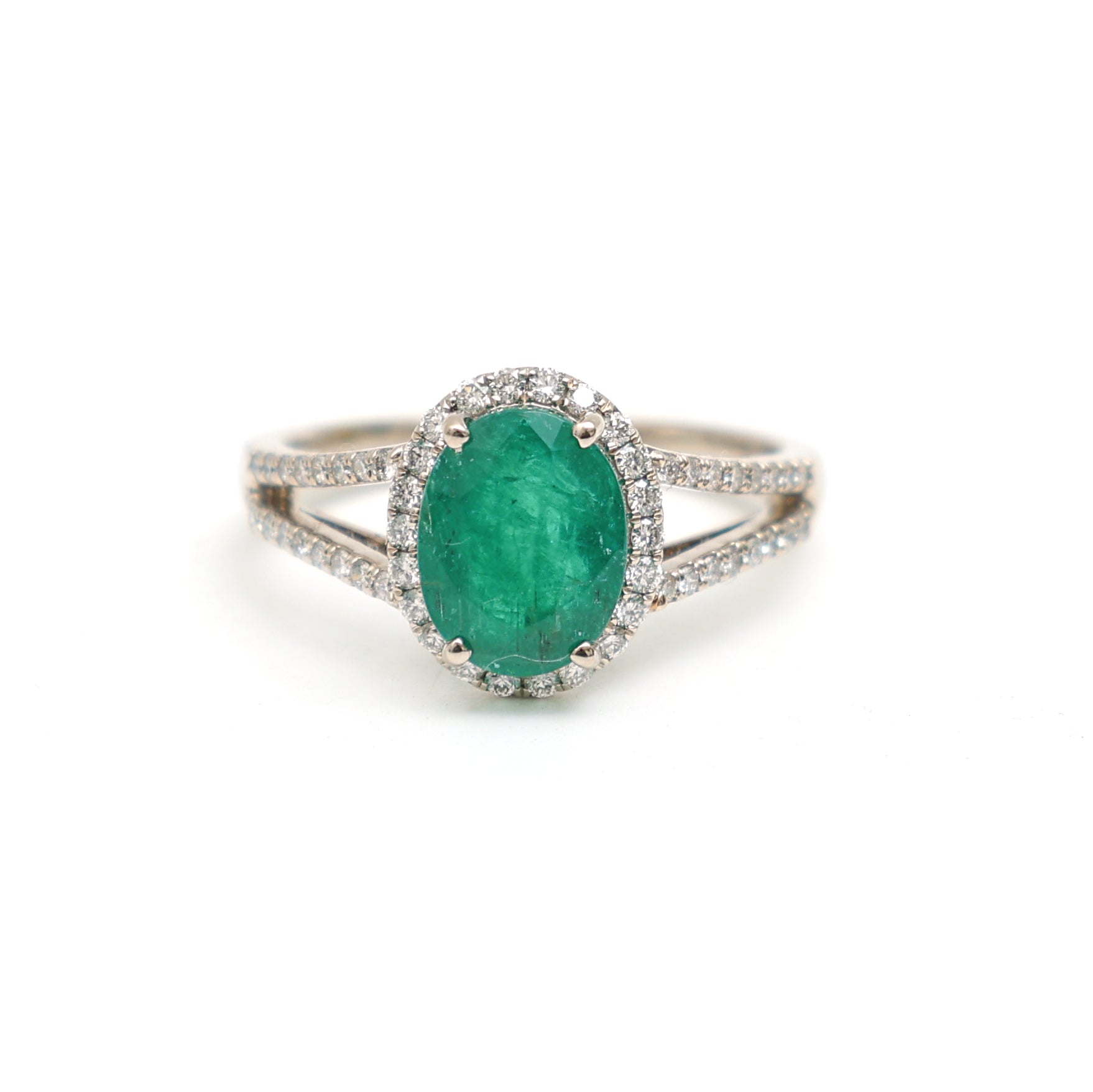 JPRG-3503/8924 Emerald Oval With Diamond Ring | 18K