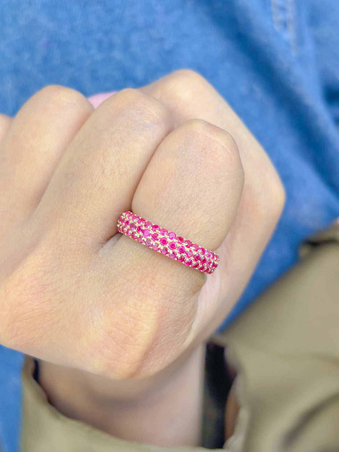 JPRG-3505/8929 Ruby Round Pave Ring | 18K