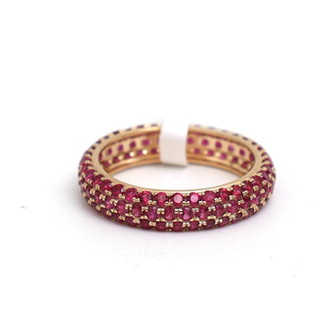 JPRG-3505/8929 Ruby Round Pave Ring | 18K