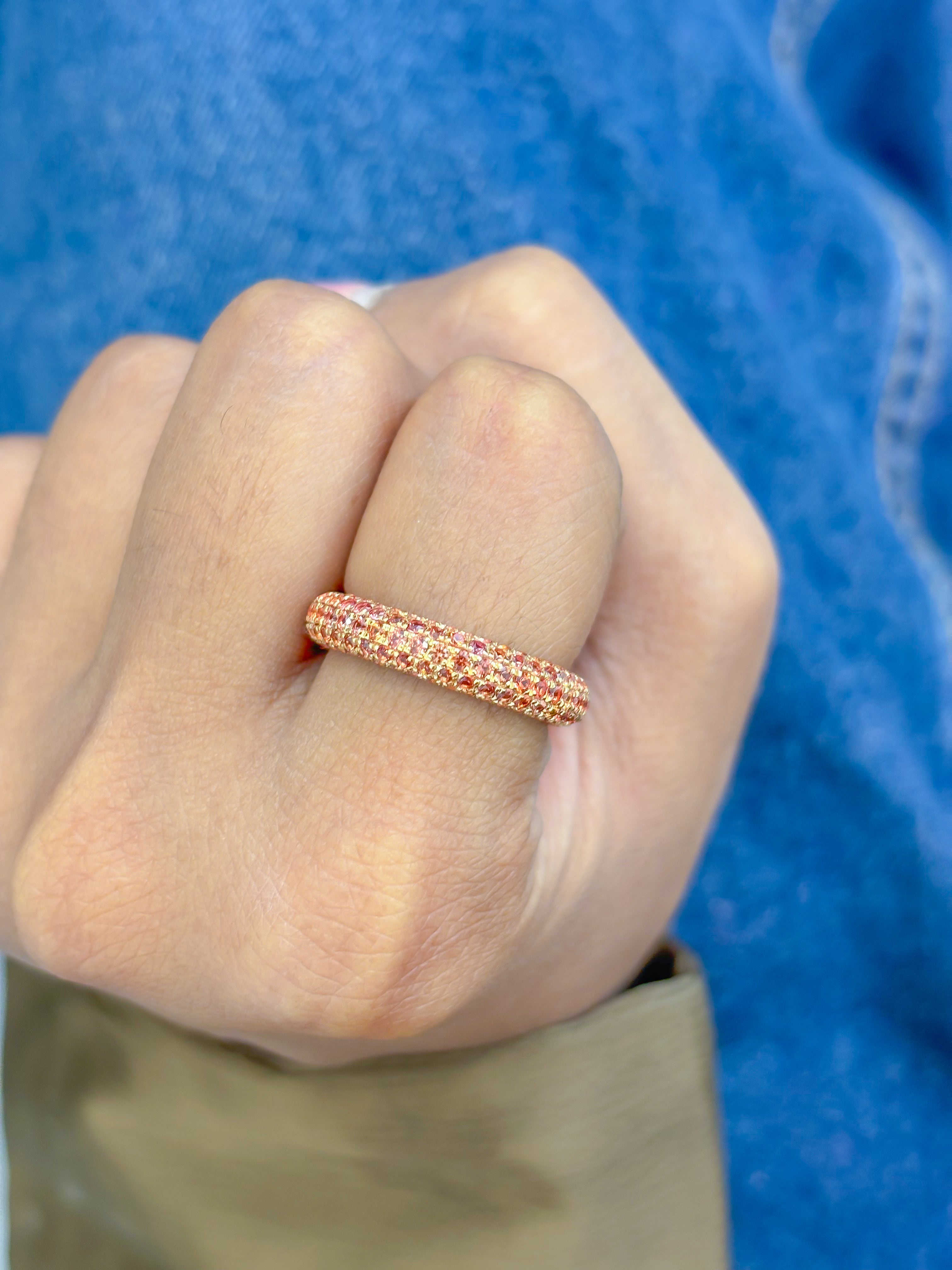 JPRG-3506/8930 Orange Sapphire Round Pave Ring | 18K