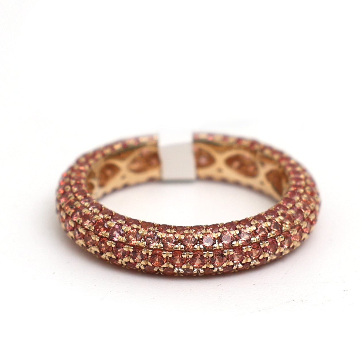 JPRG-3506/8930 Orange Sapphire Round Pave Ring | 18K