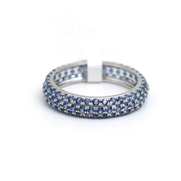 JPRG-3507/8931 Blue Sapphire Round Pave Ring | 18K