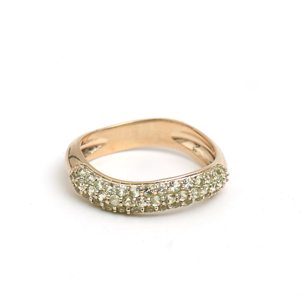 JPRG-3528/8990 Peridot Wave Half Ring | 14K