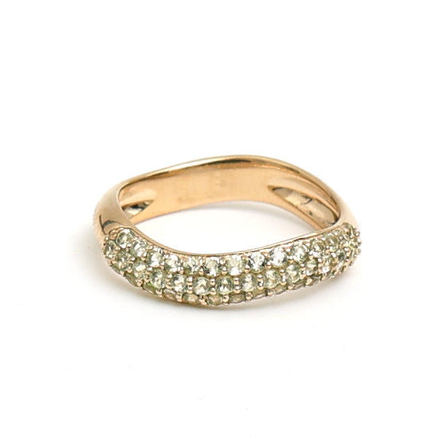 JPRG-3529/8991 Peridot Wave Half Ring | 18K