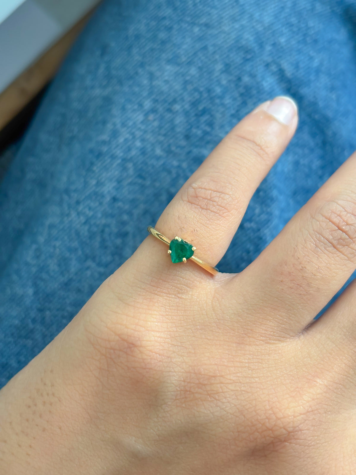 JPRG-3531/8996 Emerald Heart Thin Ring | 18K