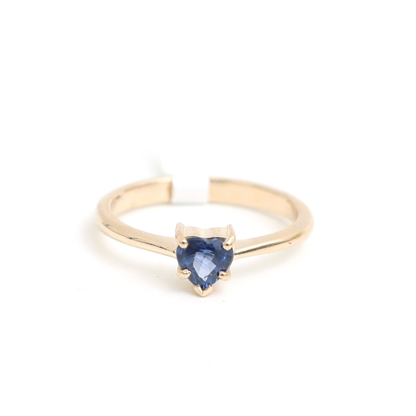 JPRG-3532/8997 Blue Sapphire Heart Thin Ring | 14K