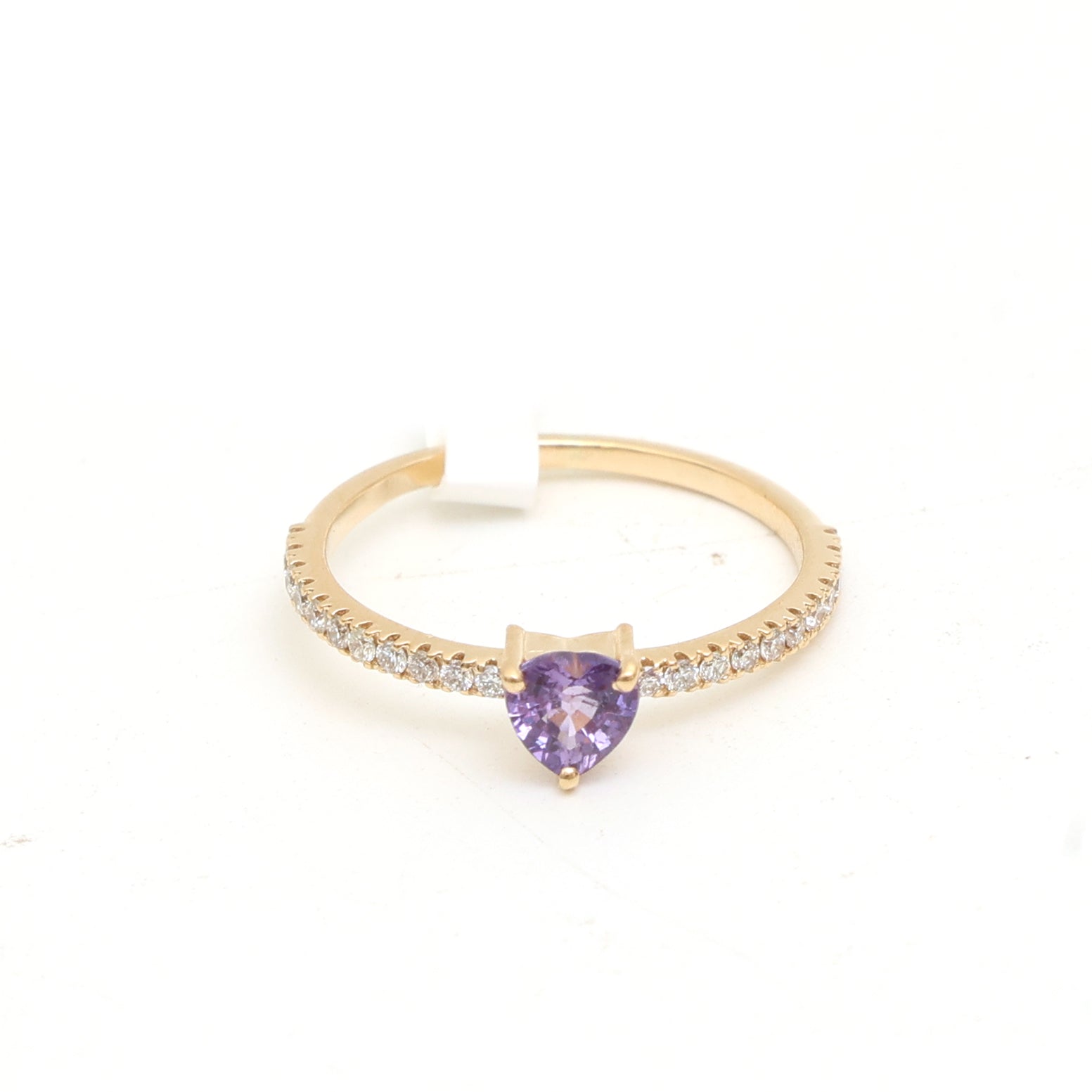 JPRG-3542/9015 Pink Sapphire Diamond Heart Thin Ring | 18K