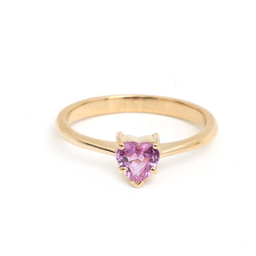 JPRG-3557/9035 Pink Sapphire Heart Thin Ring | 18K