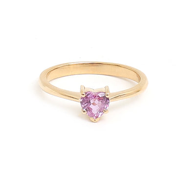 JPRG-3558/9036 Pink Sapphire Heart Thin Ring | 18K