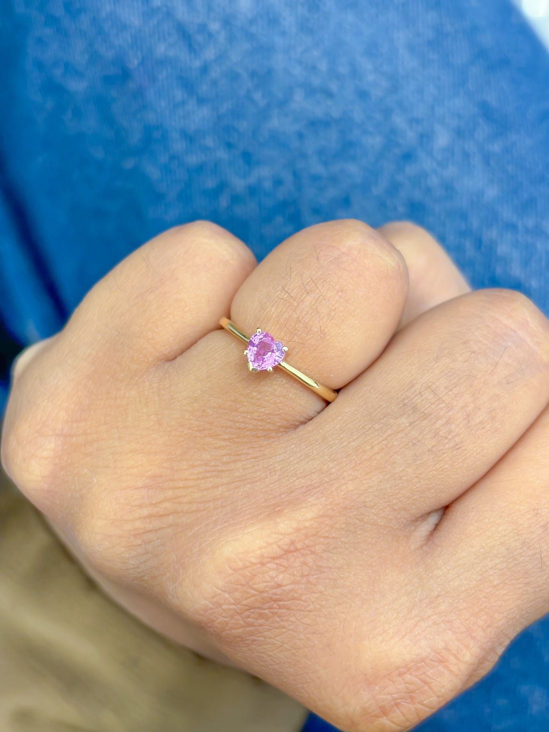 JPRG-3559/9039 Pink Sapphire Heart Thin Ring | 14K