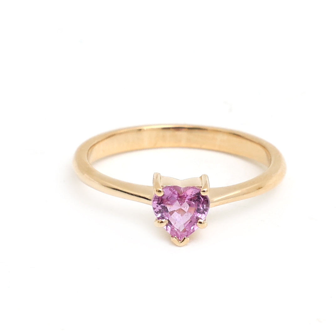 JPRG-3559/9039 Pink Sapphire Heart Thin Ring | 14K