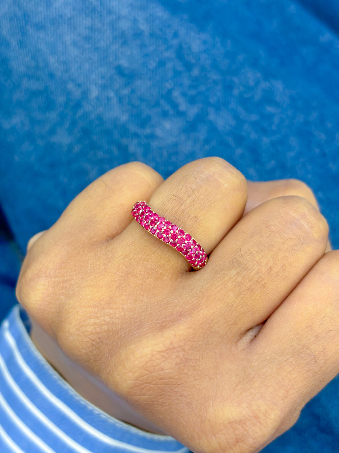 JPRG-3561/9070 Ruby Wave Half Ring | 14K