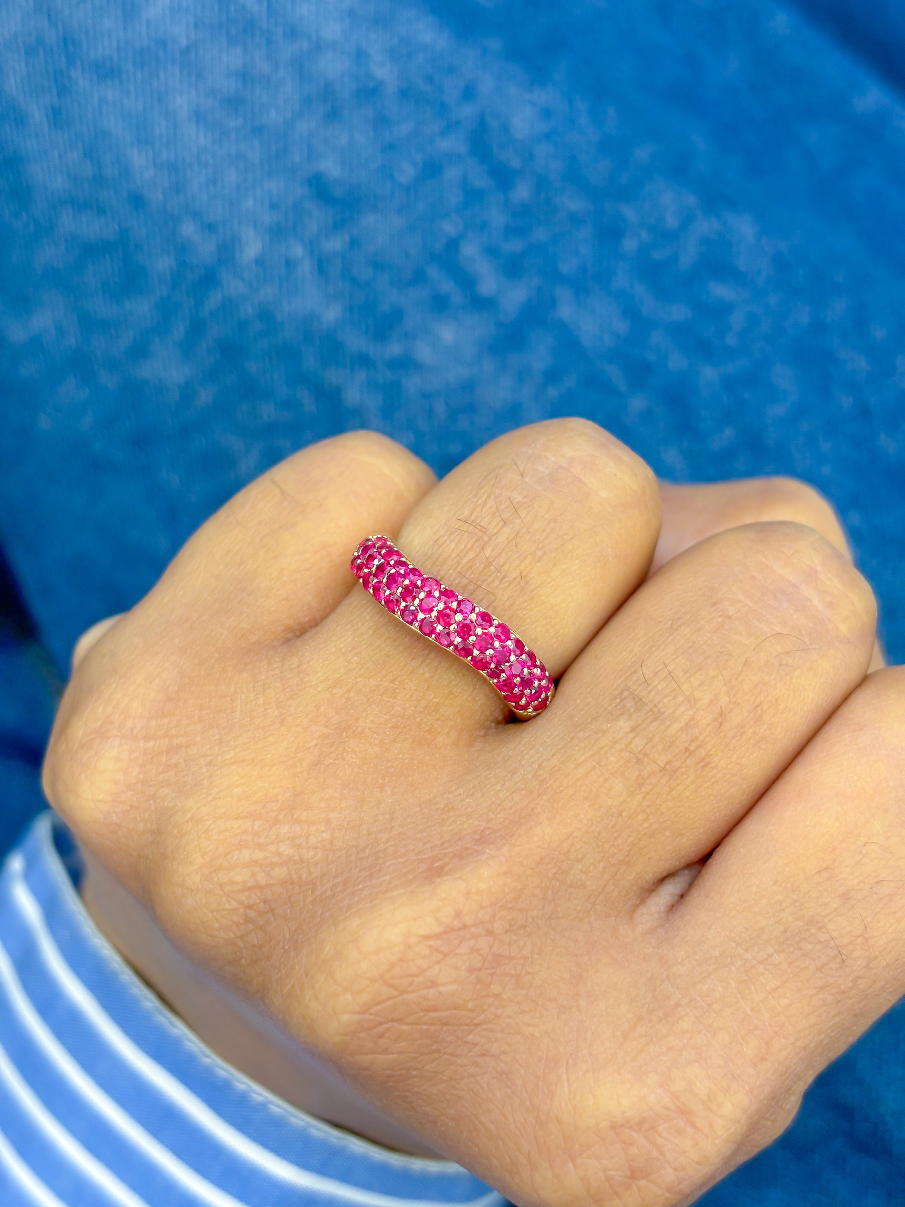 JPRG-3561/9070 Ruby Wave Half Ring | 14K