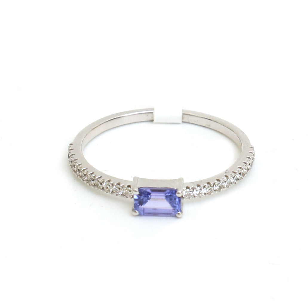 JPRG-3565/9074 Tanzanite Diamond Octagon Thin Ring | 18K