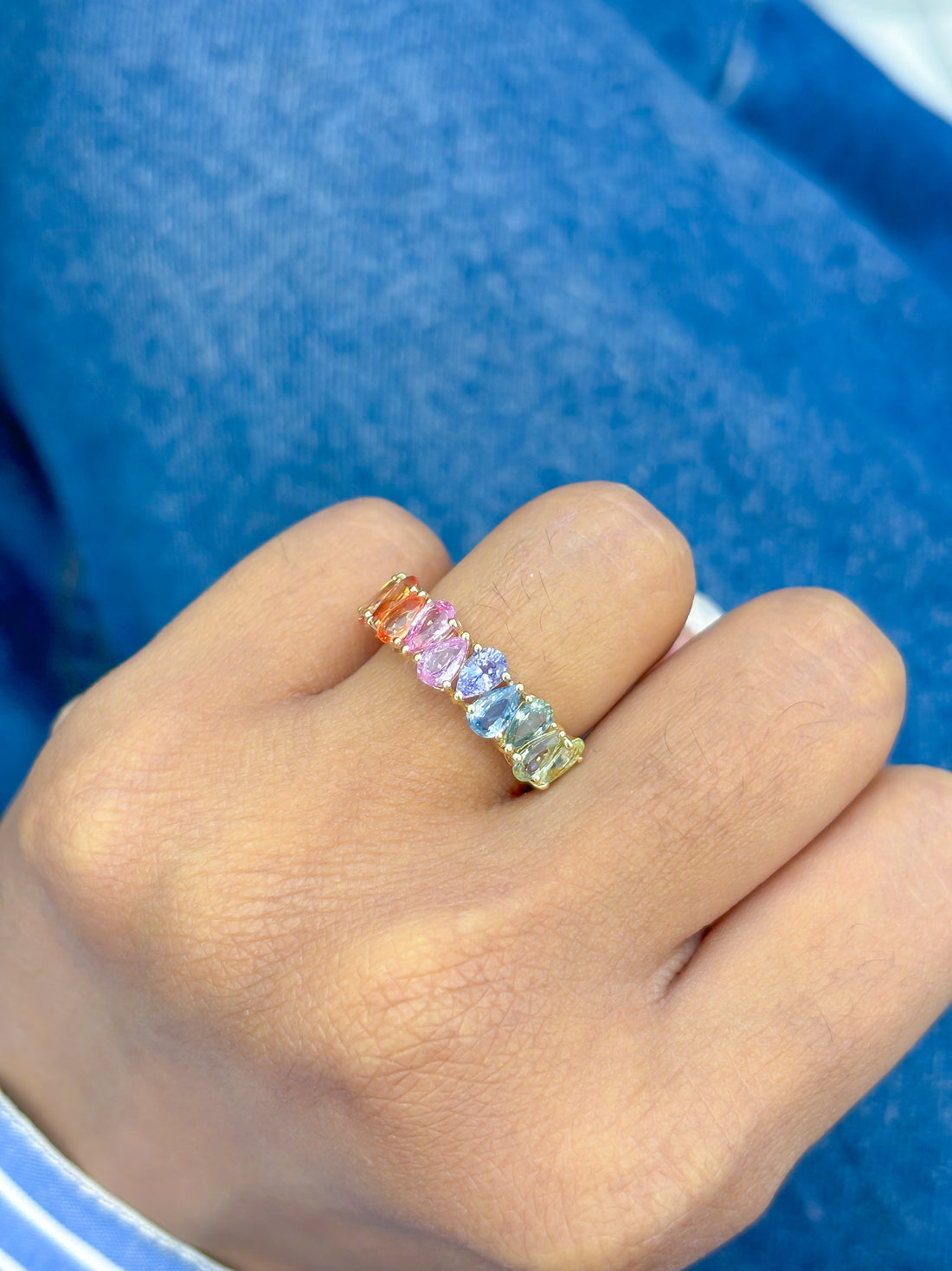 JPRG-3575/9084 Rainbow Sapphire Ring | 14K