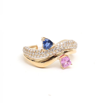JPRG-3587/9096 Blue Sapphire Pink Sapphire Diamond Ring | 18K