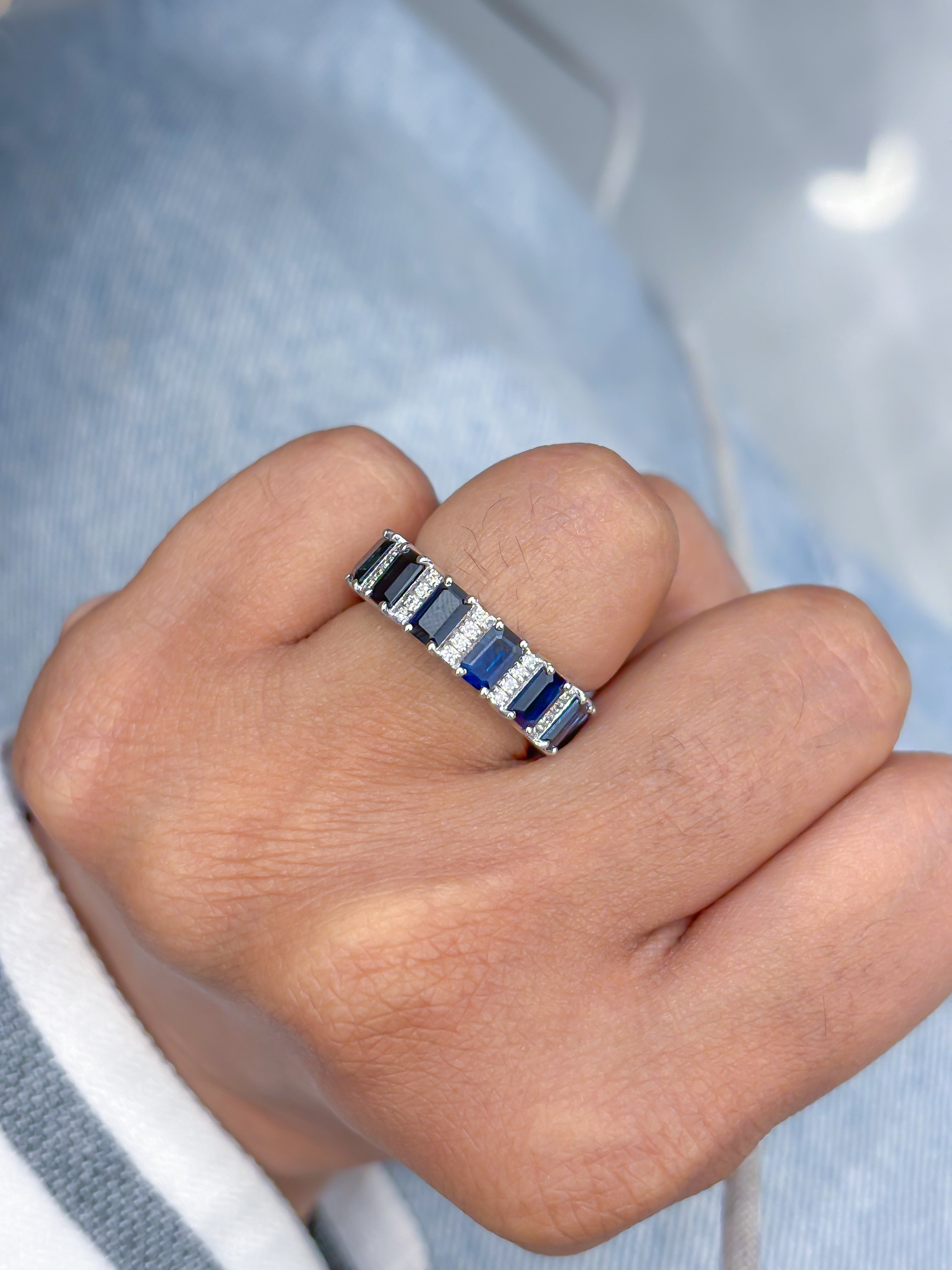 JPRG-3594/9125 Blue Sapphire Diamond Ring | 14K
