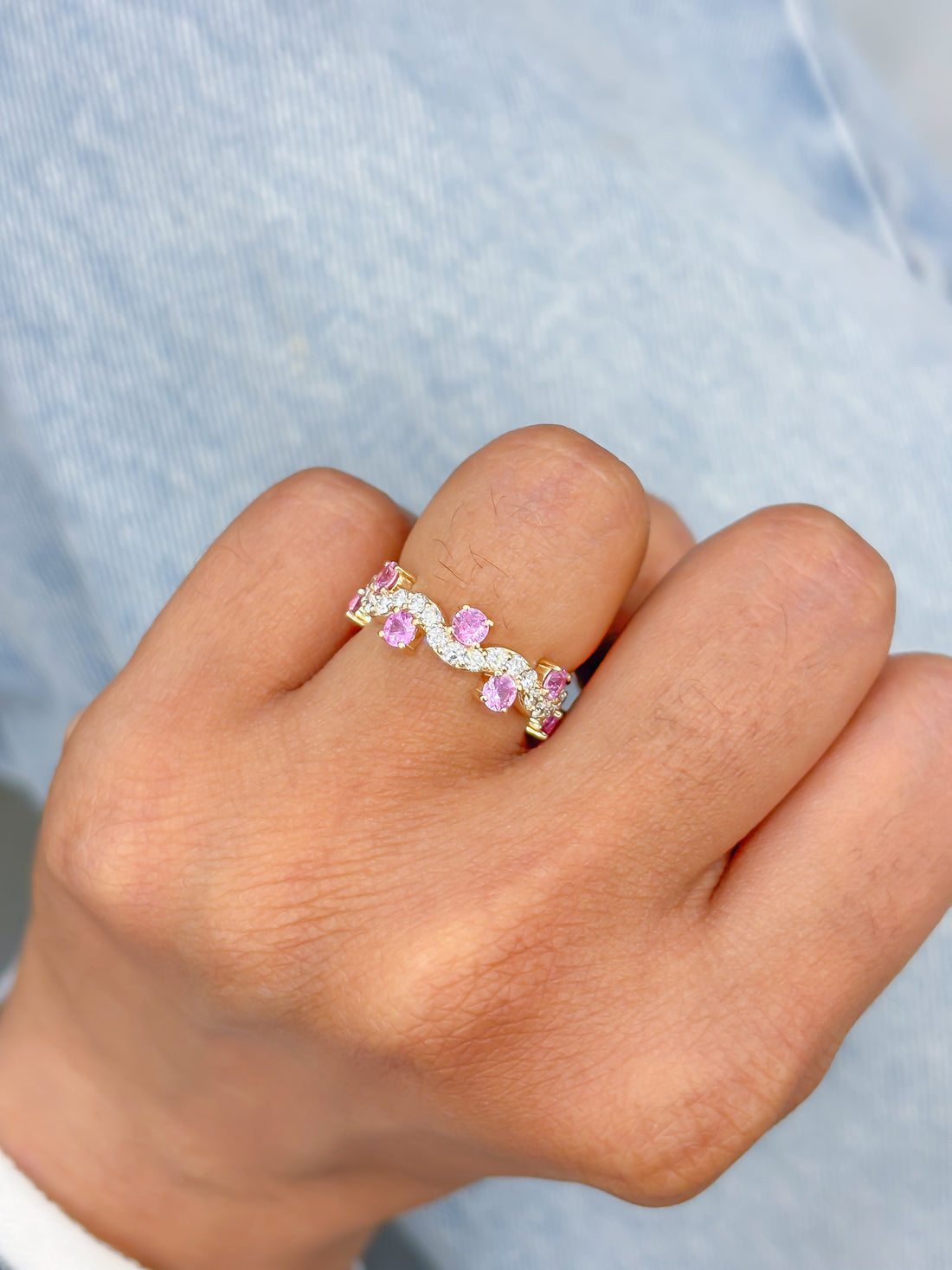 JPRG-3599/9130 Pink Sapphire Diamond Ring | 14K