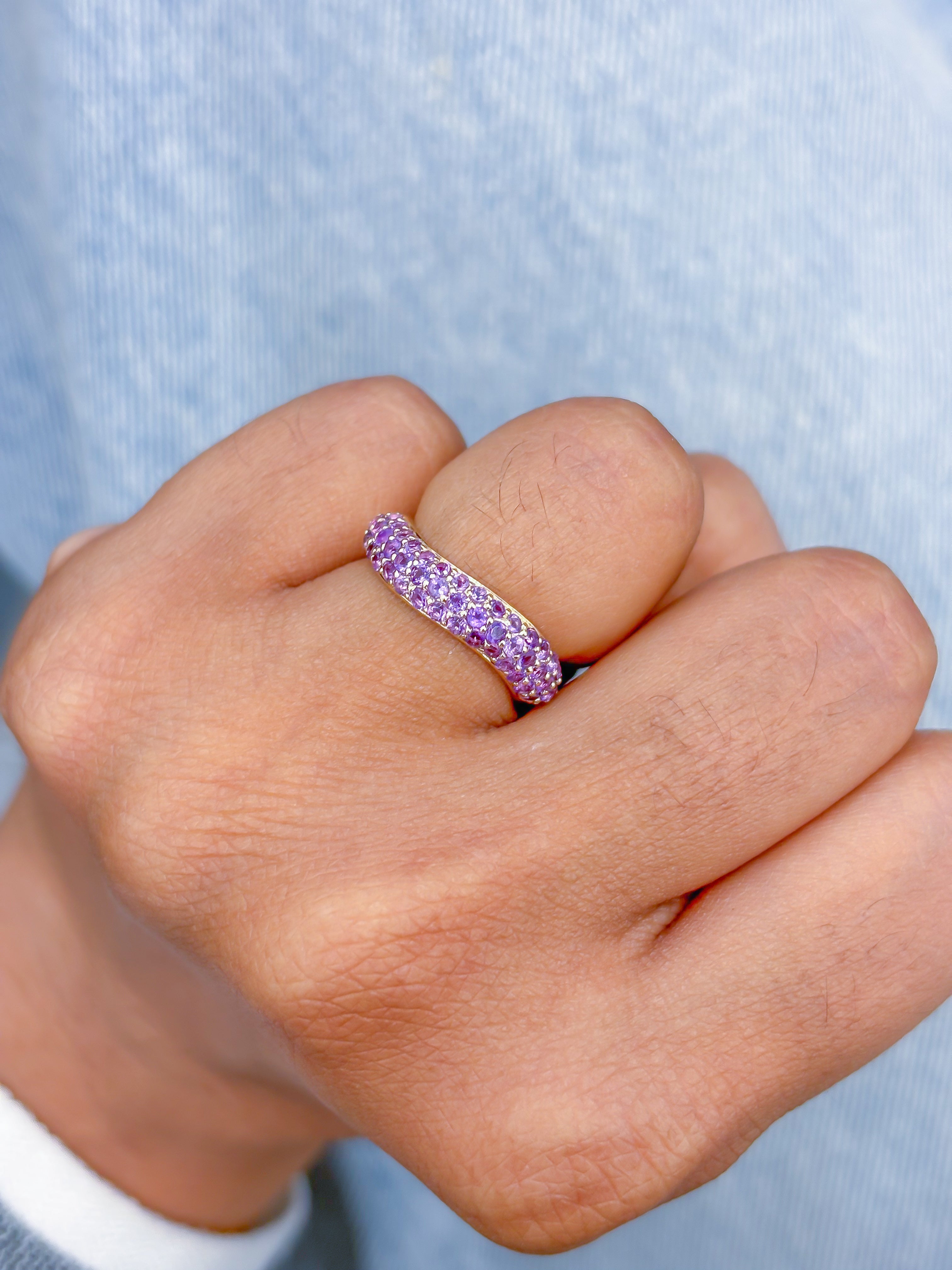 JPRG-3609/9140 Amethyst Wave Half Ring | 14K