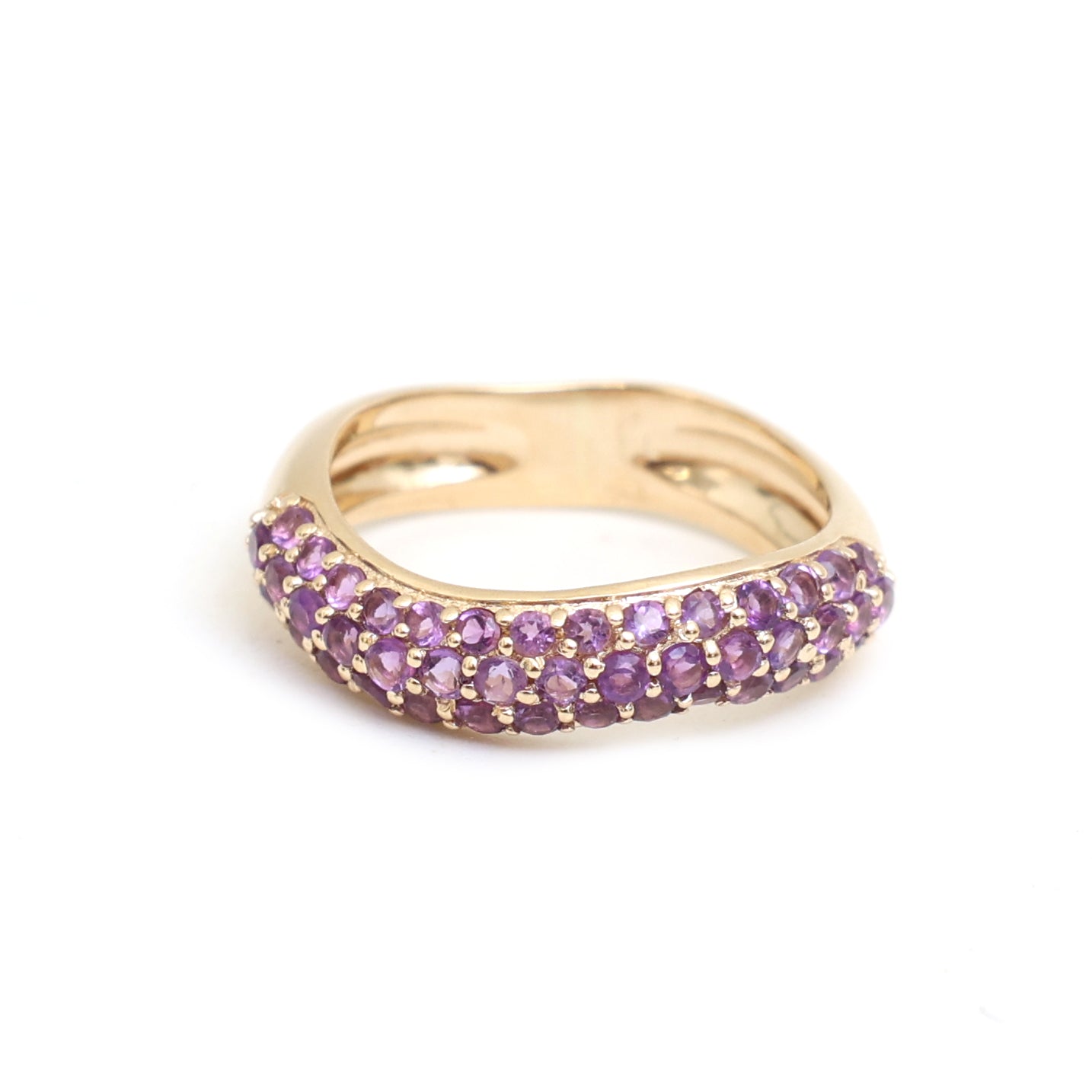 JPRG-3609/9140 Amethyst Wave Half Ring | 14K