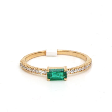 JPRG-3614/9154 Emerald Diamond Octagon Thin Ring | 18K