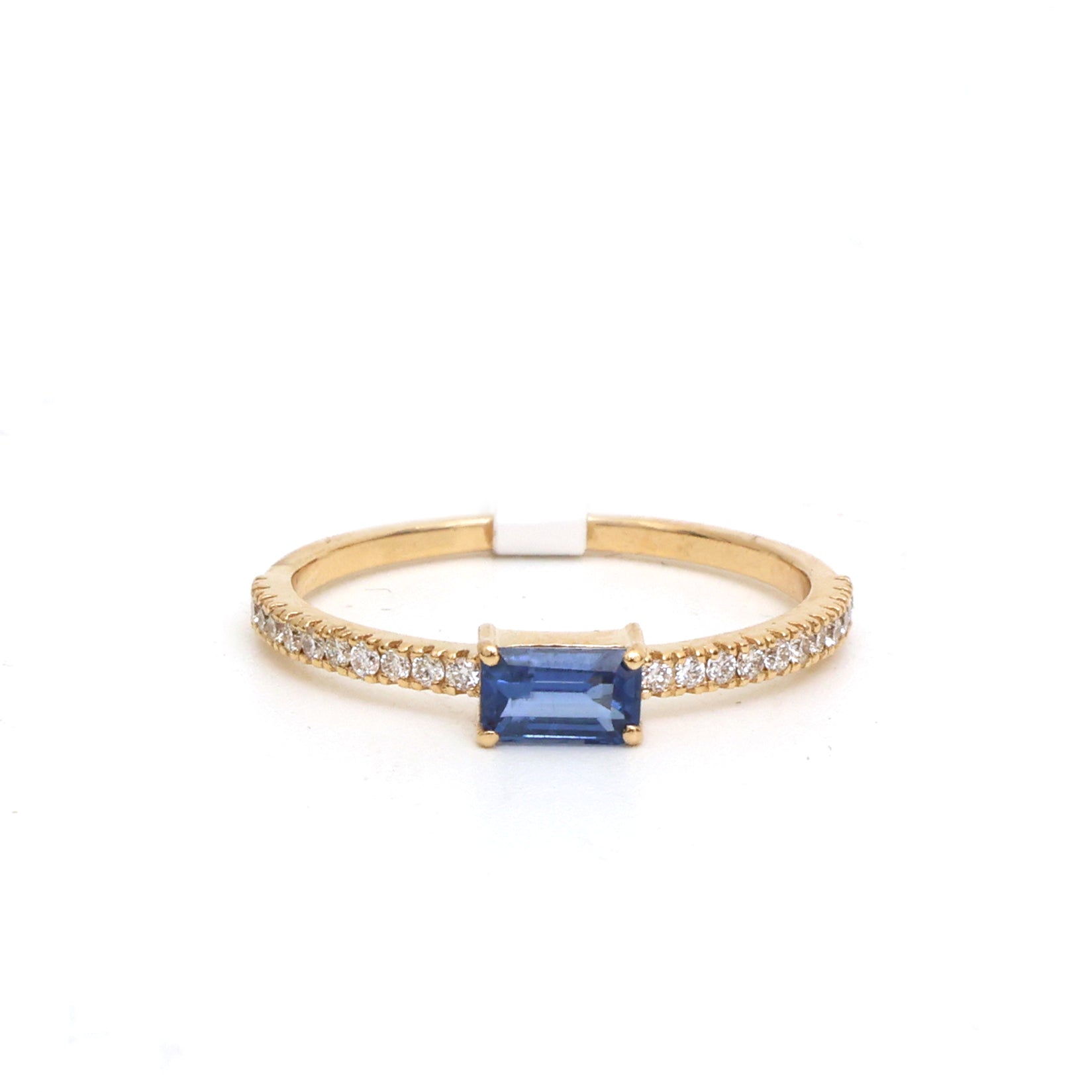 JPRG-3615/9155 Blue Sapphire Diamond Octagon Thin Ring | 18K