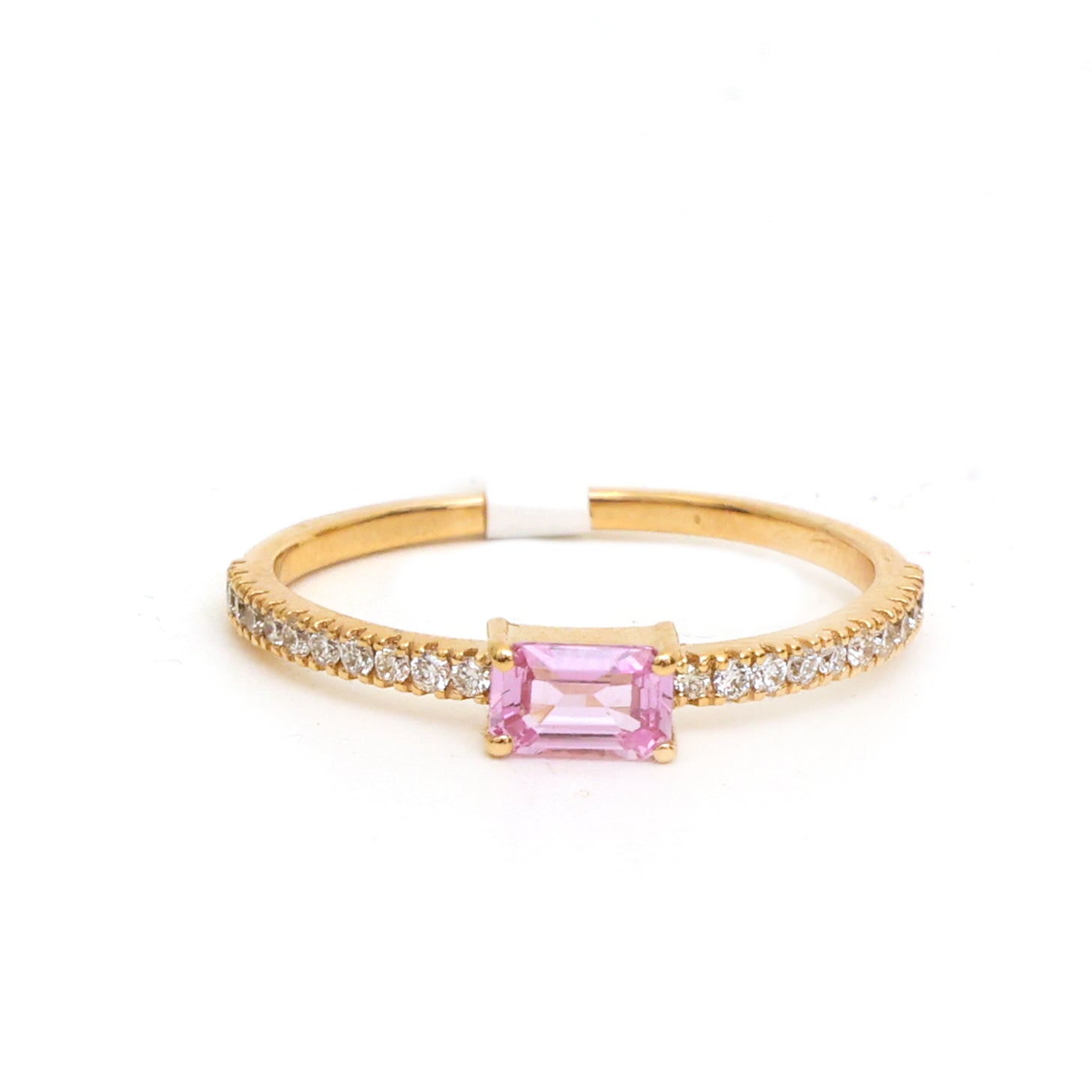 JPRG-3616/9156 Pink Sapphire Diamond Octagon Thin Ring | 18K