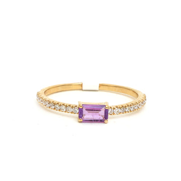 JPRG-3617/9157 Amethyst Diamond Octagon Thin Ring | 18K