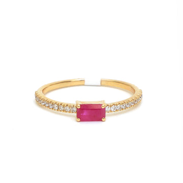 JPRG-3618/9158 Ruby Diamond Octagon Thin Ring | 18K