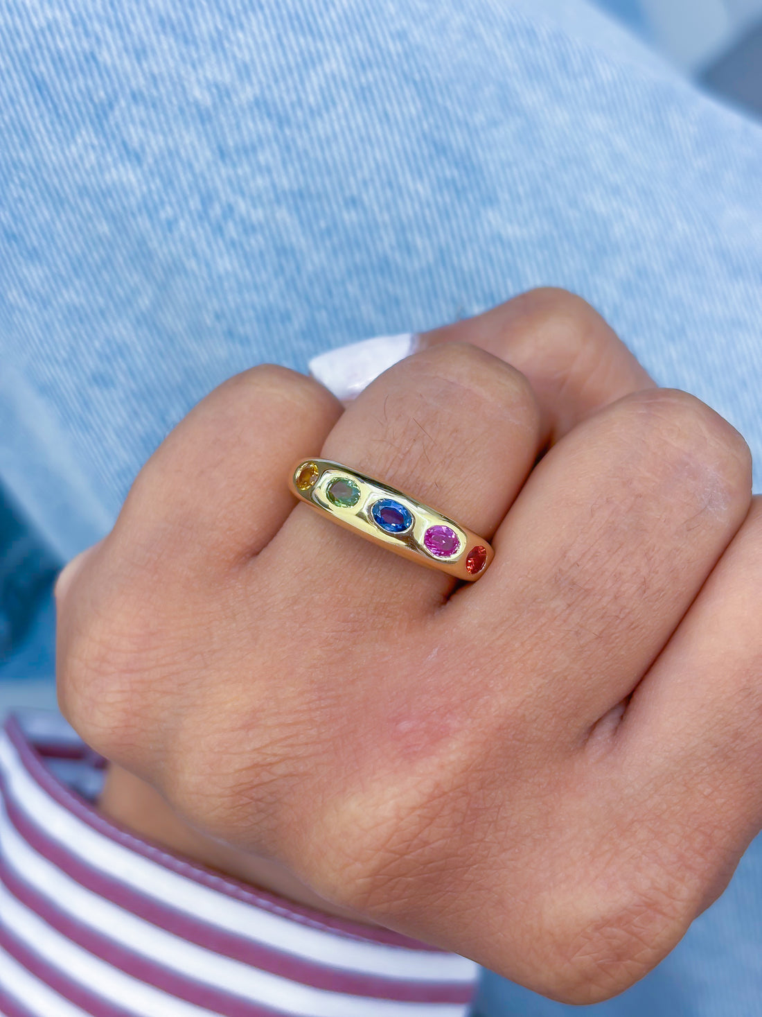 JPRG-3630/9170 Rainbow Sapphire Ring | 14K