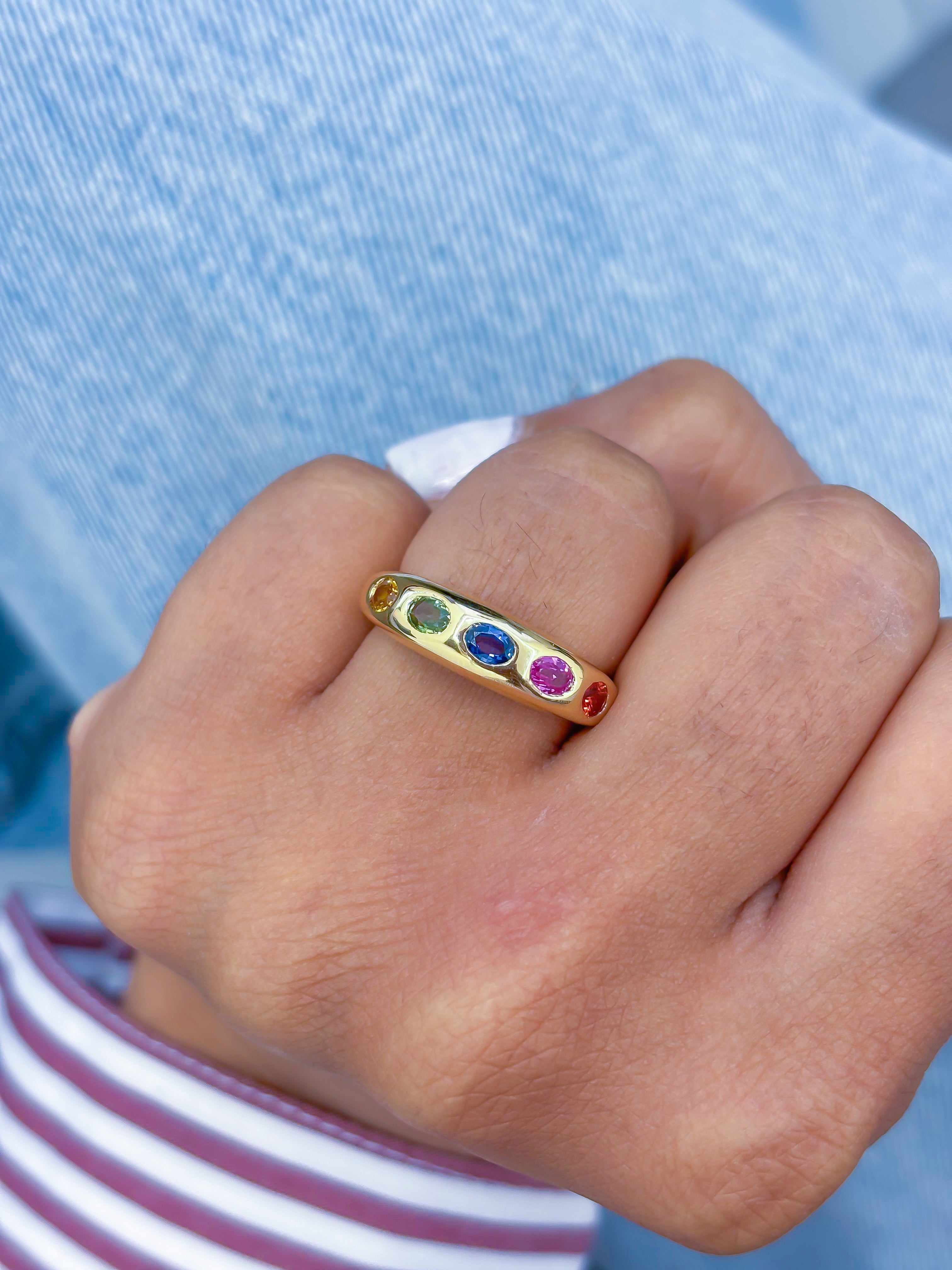 JPRG-3630/9170 Rainbow Sapphire Ring | 14K