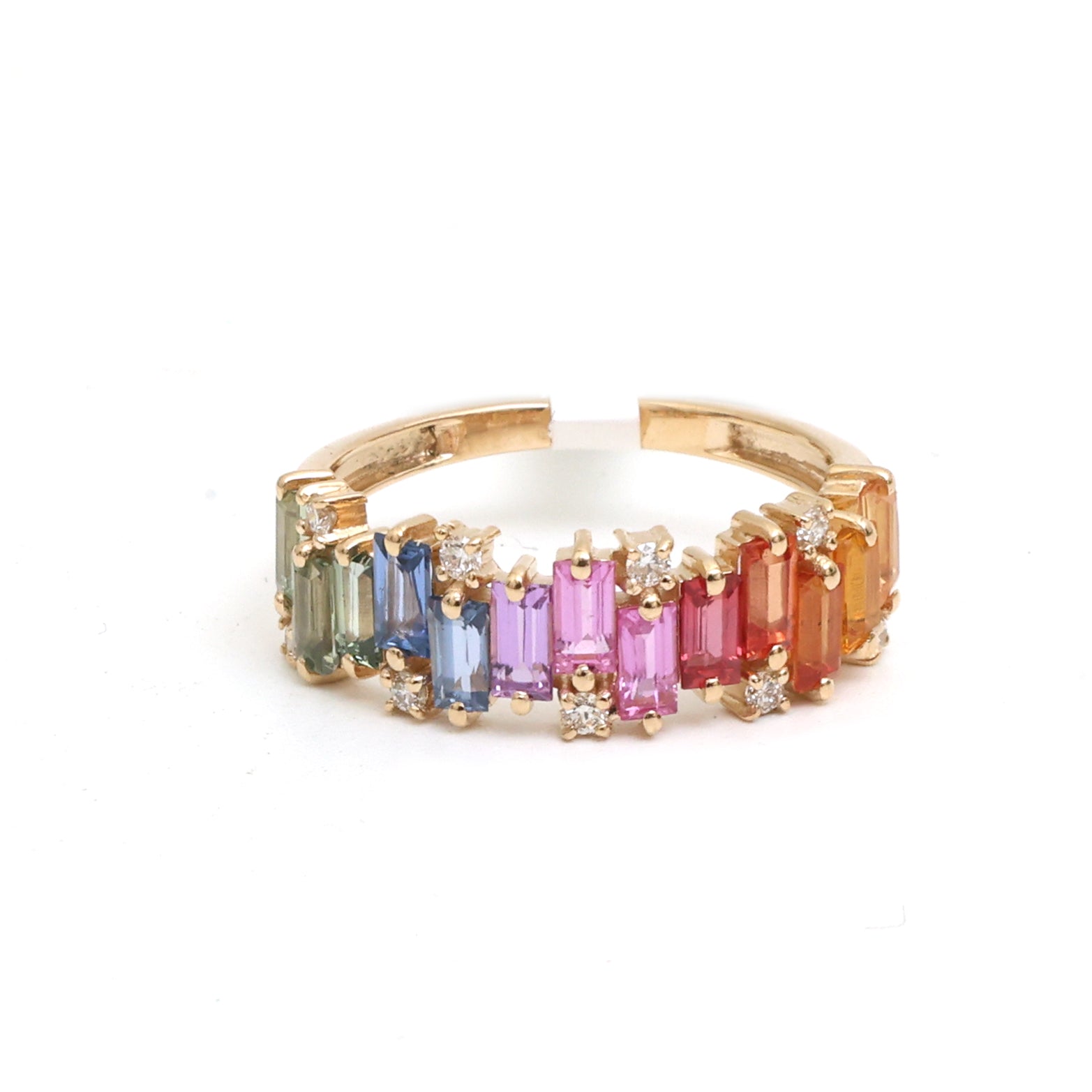 JPRG-3638/9178 Rainbow Sapphire Diamond Ring | 14K