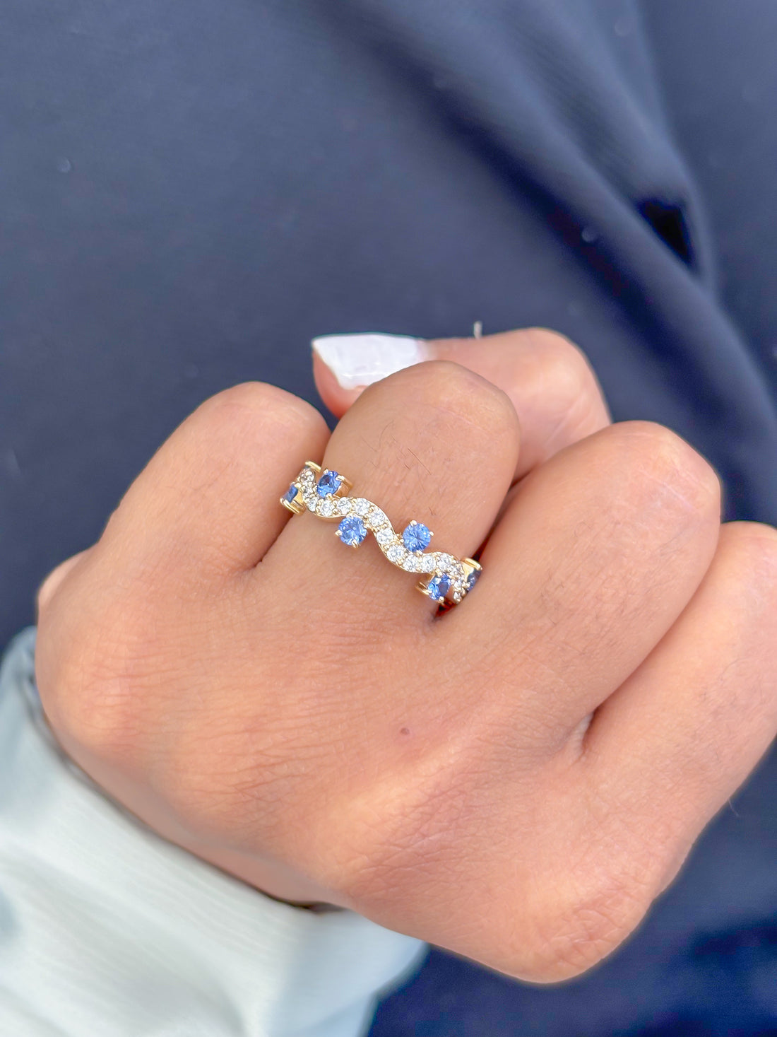 JPRG-3726/9334 Blue Sapphire Diamond Ring | 14K