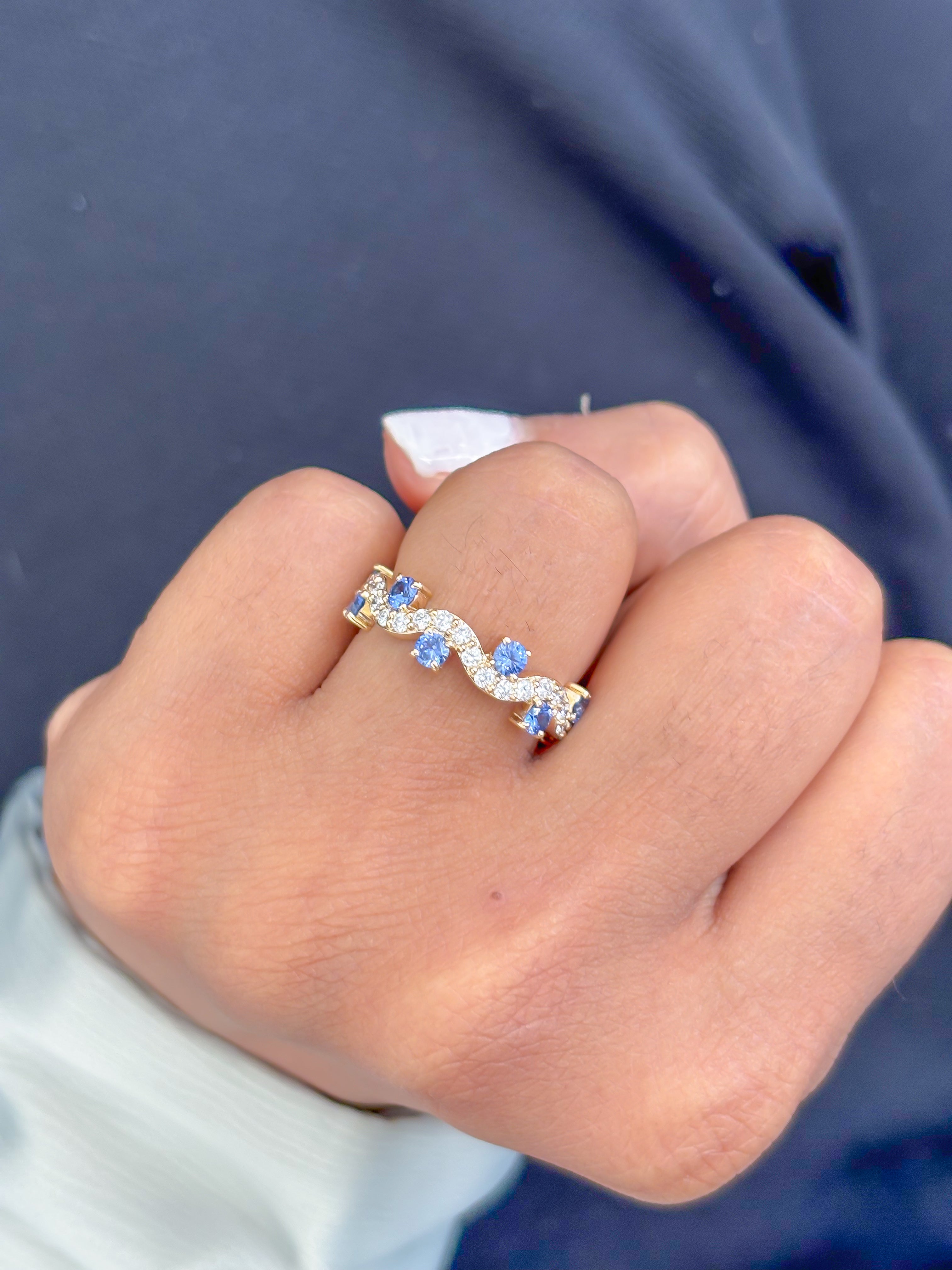 JPRG-3726/9334 Blue Sapphire Diamond Ring | 14K