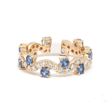 JPRG-3726/9334 Blue Sapphire Diamond Ring | 14K