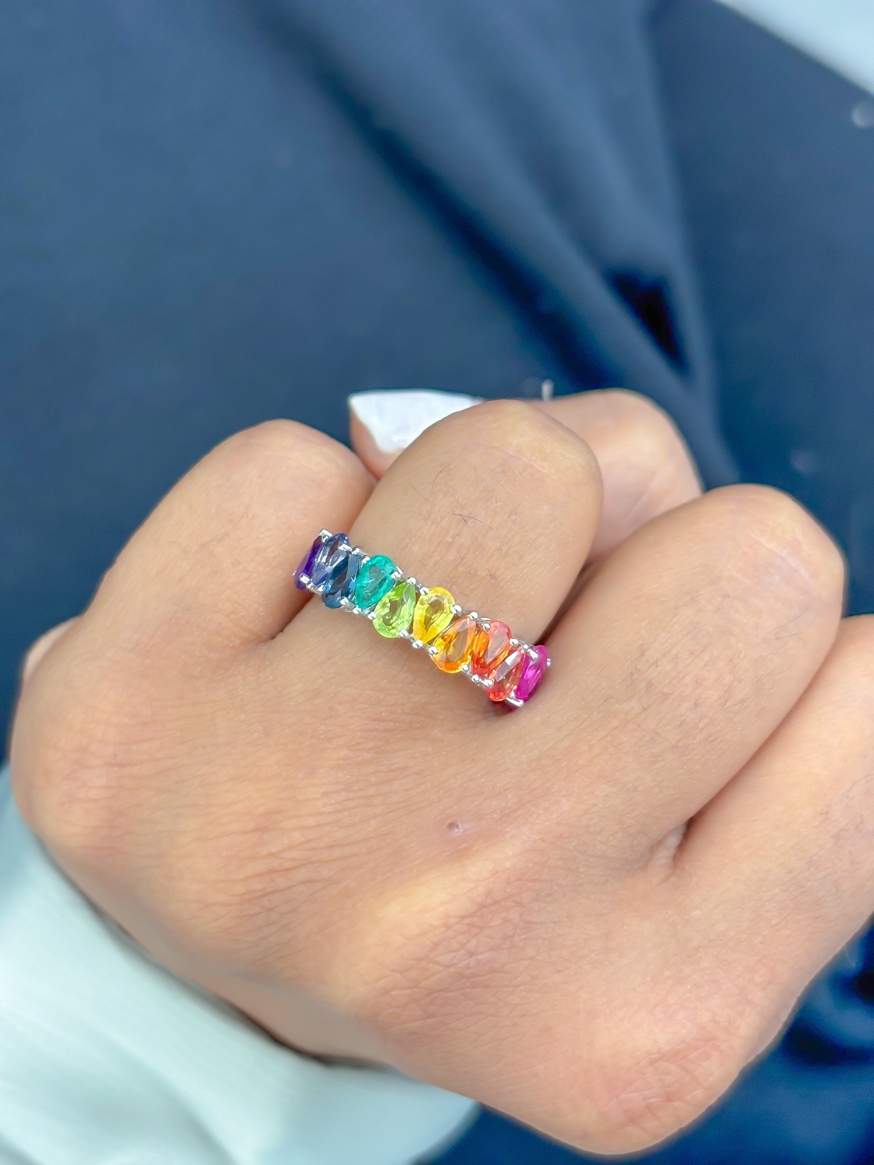 JPRG-3734/9342 Rainbow Sapphire Ring | 18K