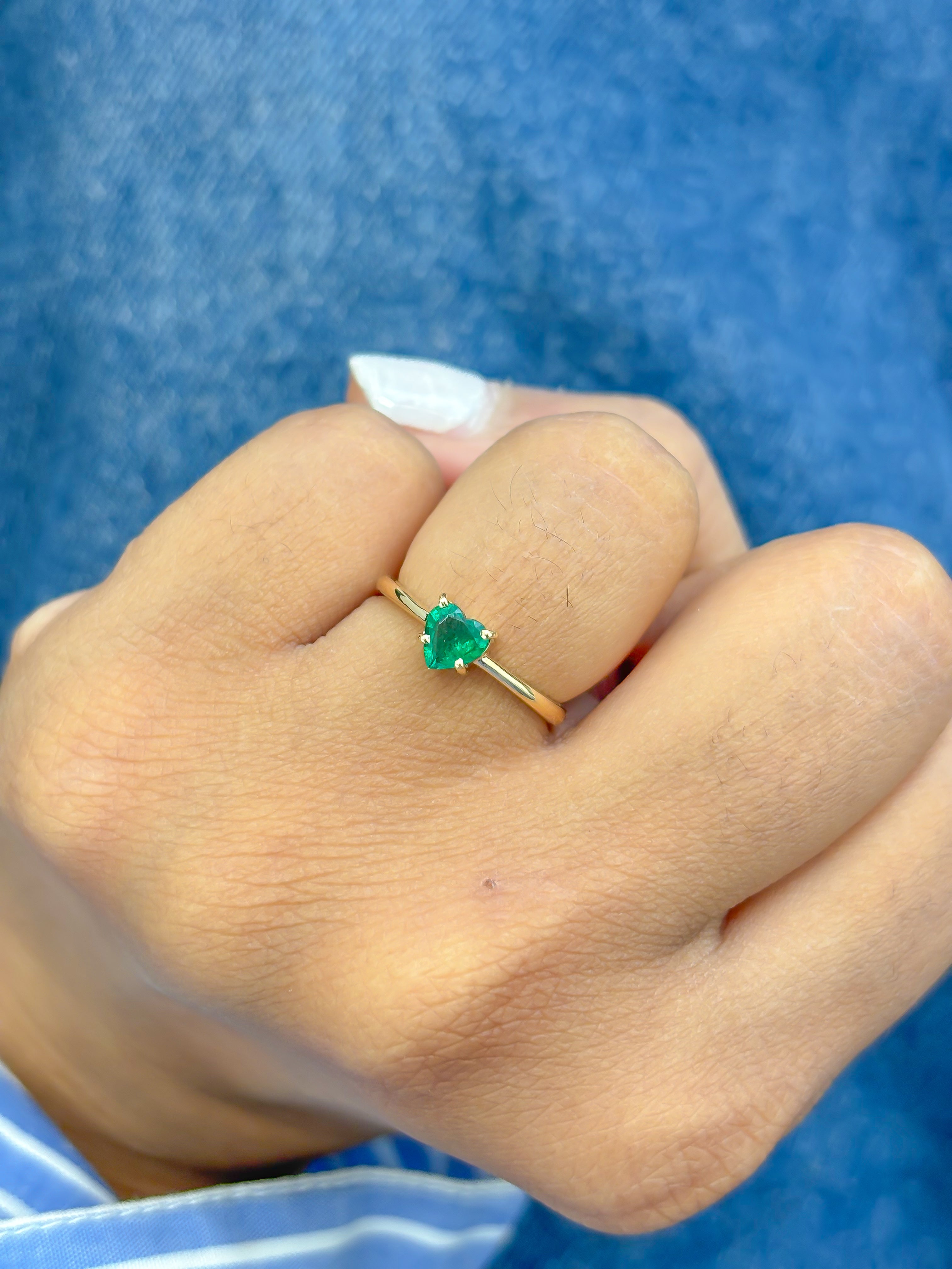 JPRG-3746/9372 Emerald Heart Thin Ring | 14K