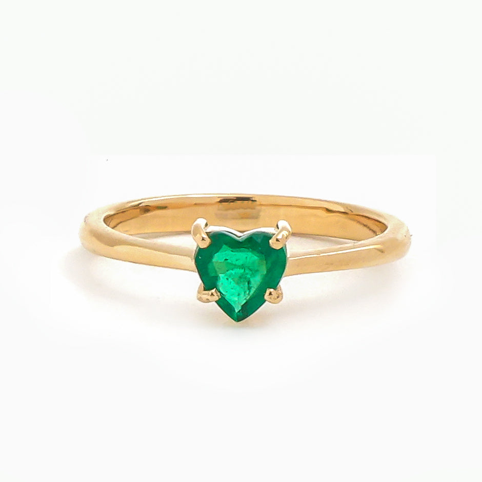 JPRG-3746/9372 Emerald Heart Thin Ring | 14K
