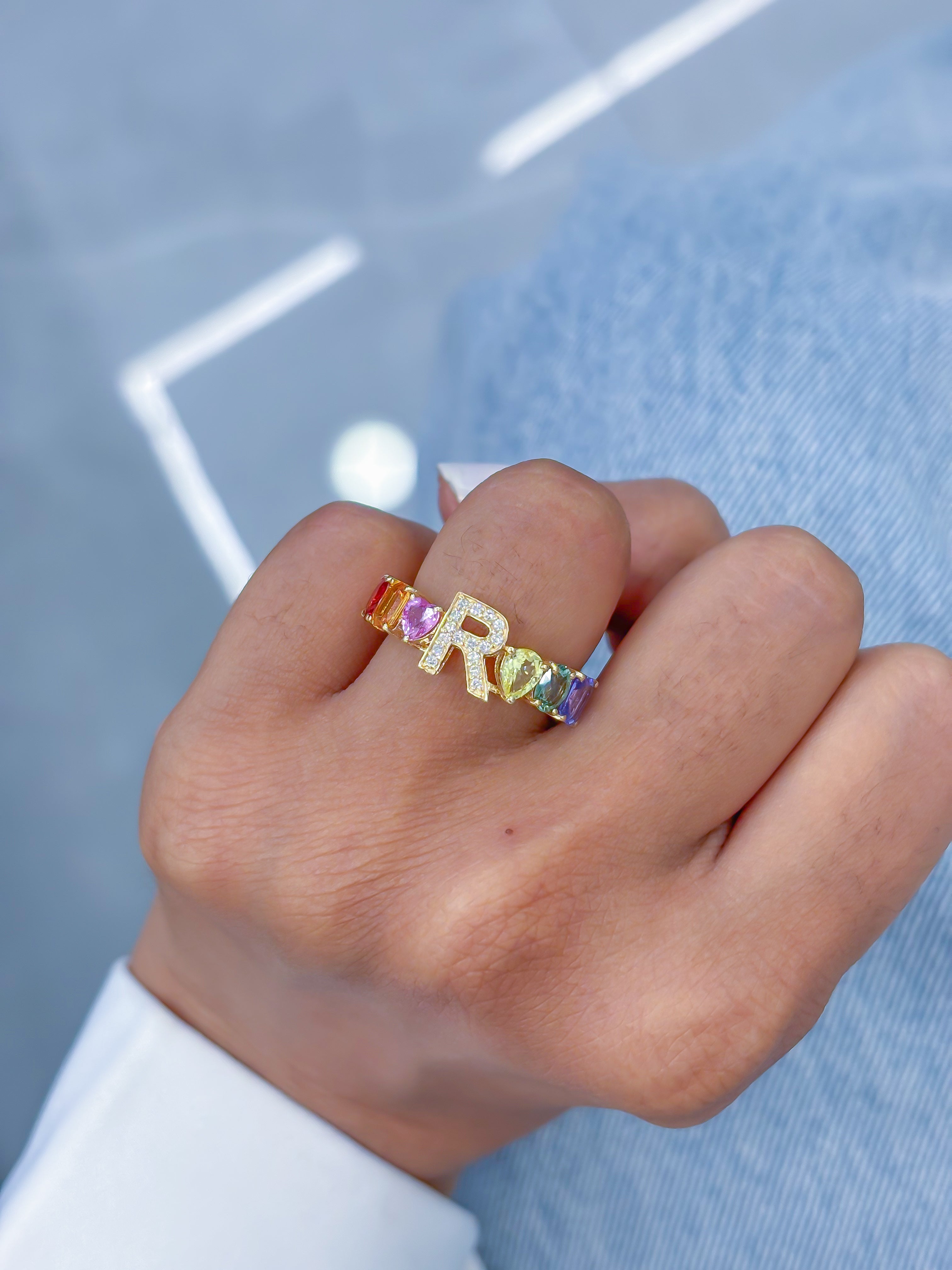 JPRG-3768/9397 Rainbow Sapphire Diamond Ring | 18K