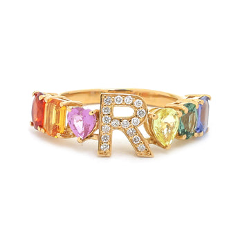 JPRG-3768/9397 Rainbow Sapphire Diamond Ring | 18K