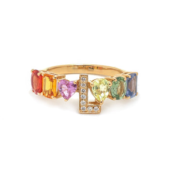 JPRG-3769/9398 Rainbow Sapphire Diamond Ring | 18K