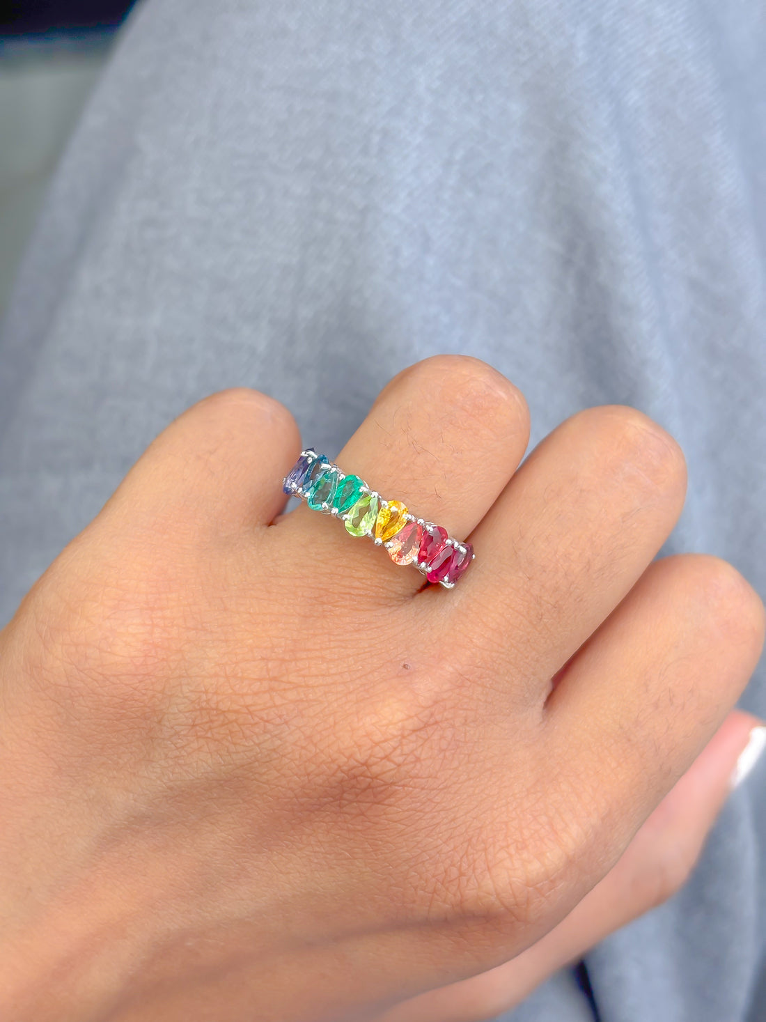 JPRG-3777/9425 Rainbow Gemstone Ring | 18K