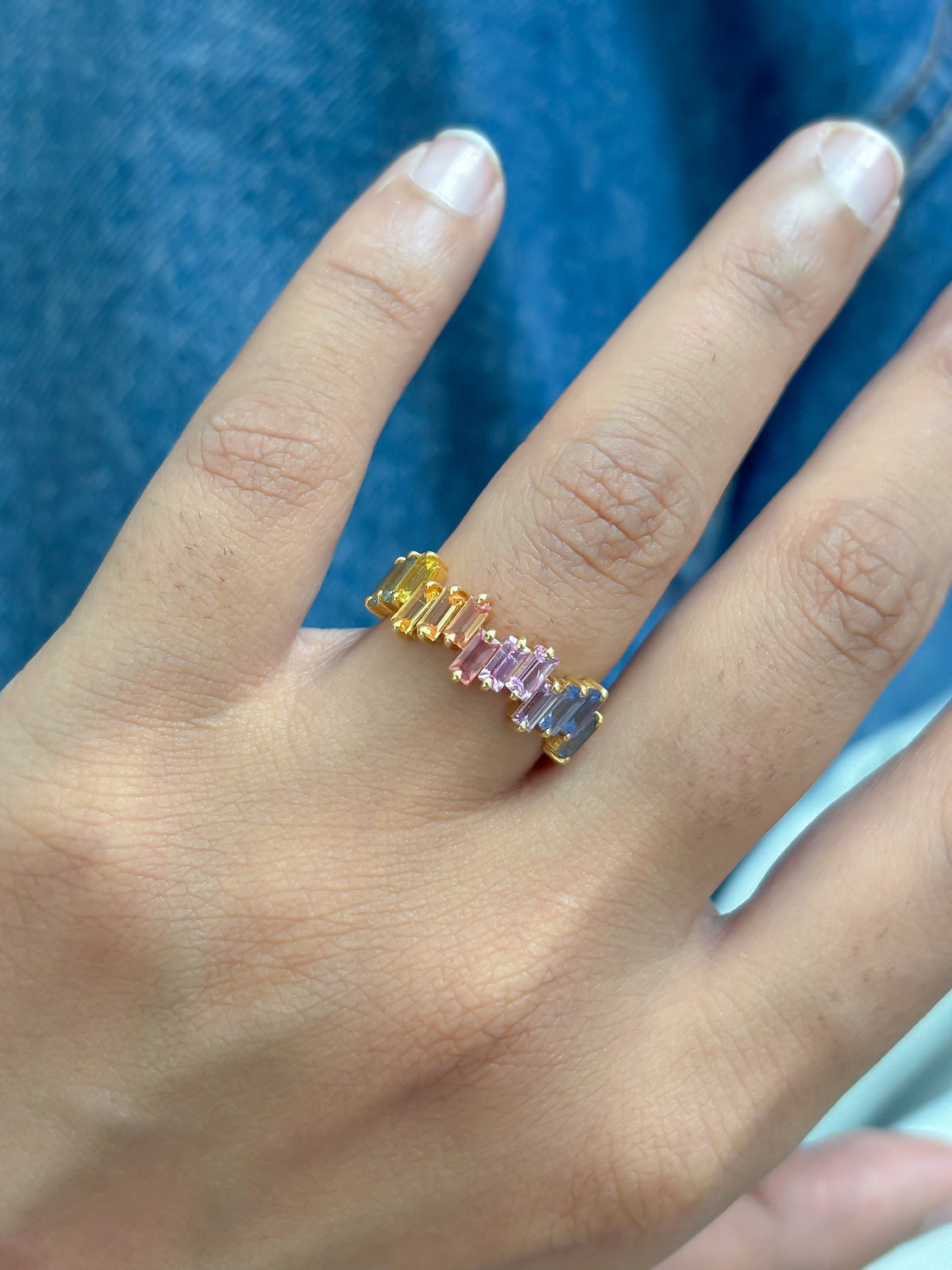 JPRG-3805/9483 Rainbow Sapphire Diamond Ring | 18K