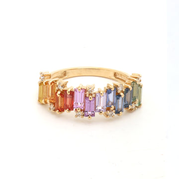 JPRG-3805/9483 Rainbow Sapphire Diamond Ring | 18K