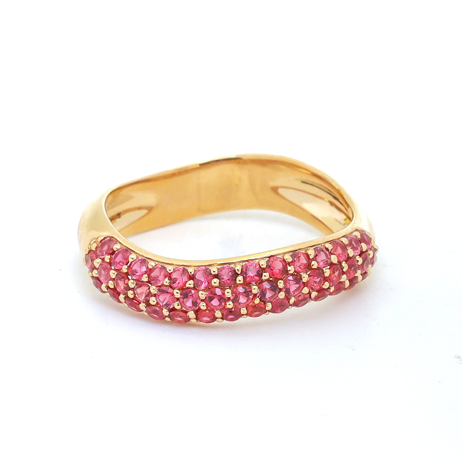 JPRG-3807/9484 Ruby Wave Half Ring | 18K